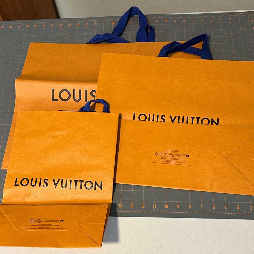 Louis Vuitton Orange and Blue 3 Shopping Bags